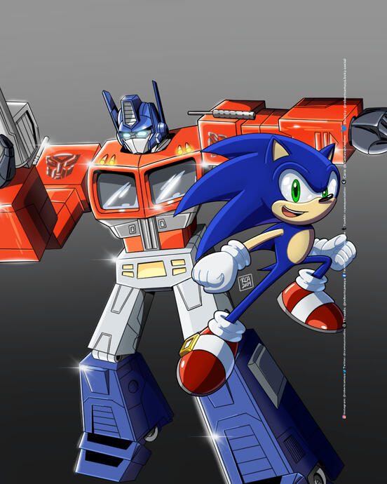 Sonic and Optimus Prime